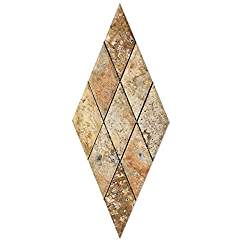 Scabos Travertine 3 X 6 Diamond (Rhomboid) Mosaic Tile, Polished and Deep Beveled - Tilefornia