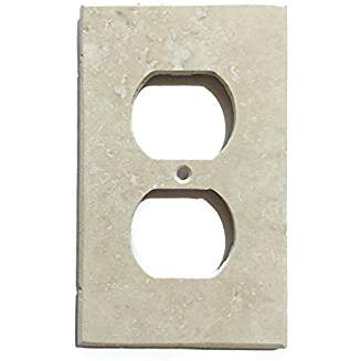 Turkish Ivory Travertine Real Stone Switch Plate Cover, Honed-SINGLE DUPLEX - Tilefornia