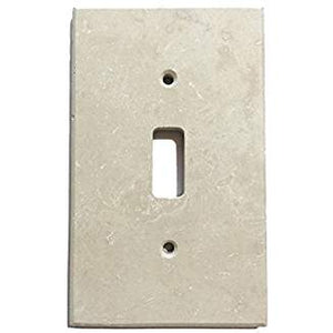 Turkish Ivory Travertine Real Stone Switch Plate Cover, Honed-SINGLE TOGGLE - Tilefornia