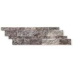Silver Travertine 6 X 20 Stacked Ledger Wall Panel Tile, Split-faced (75 PCS.) - Tilefornia
