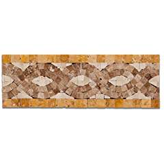 Ivory & Noce & Gold Travertine Infinity Polished Border / Listello - Lot of 50 Pcs. - Tilefornia