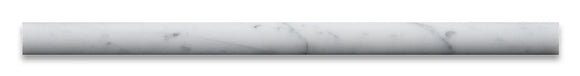 Italian Carrara White Marble Polished 3/4 X 12 Bullnose Liner Trim - Box of 5 Pcs. - Tilefornia
