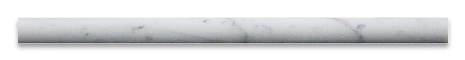 Carrrara White 3/4" X 12" Marble Polished Bullnose Pencil Liner Trim - Tilefornia