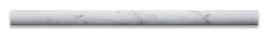 Carrrara White 3/4" X 12" Marble Polished Bullnose Pencil Liner Trim - Tilefornia