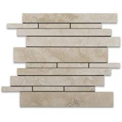 Ivory Travertine Honed Random Strip Mosaic Tile - Lot of 50 sq. ft. - Tilefornia