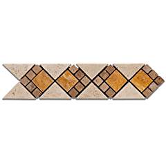 Ivory & Noce & Gold Travertine Foggia Tumbled Border / Listello - Sample Piece - Tilefornia