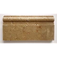 Noce Travertine Honed 6 X 12 Baseboard Trim Molding - STANDARD QUALITY - Lot of 20 Pieces - Tilefornia