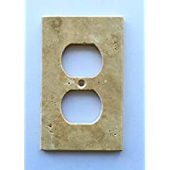 Light Walnut Travertine Switch Plate Cover Duplex - 2.75 X 4.5 IN - Tilefornia