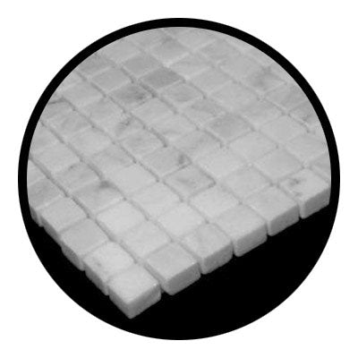 Carrara Marble Italian White Bianco Carrera 5/8x5/8 Mosaic Tile Polished - Tilefornia