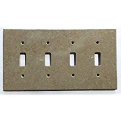 Light Walnut Travertine Switch Plate Cover (4 TOGGLE) - Tilefornia