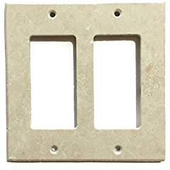 Ivory Light Travertine Switch Plate Cover (2 ROCKER) - Tilefornia