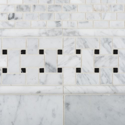 Carrara White Marble Honed Baby Brick Mosaic Tile - Lot of 50 sq. ft. - Tilefornia