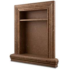 Noce Travertine Hand-Made Honed Shampoo Niche / Shelf With Divider- LARGE - Tilefornia