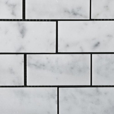 White Carrara Marble Subway Tile 2x4, Polished