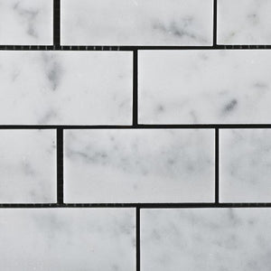 Carrara (Carrera) Bianco Polished 2x4 Subway Mosaic Tile - Tilefornia