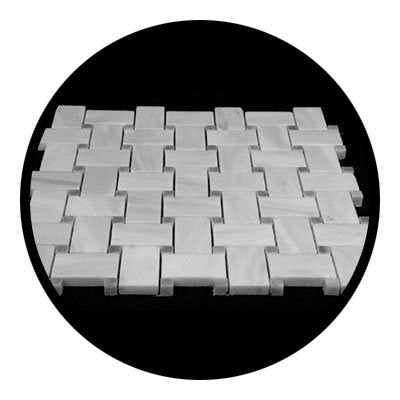 Carrara Marble Italian White Bianco Carrera Basketweave Mosaic Tile with Bardiglio Gray Dots Honed - Tilefornia