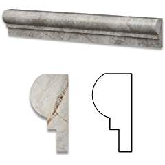 Silverado Gray (Silver Clouds) 2" X 12" Marble Honed Chair Rail OG-1 - Box of 50 pcs. - Tilefornia