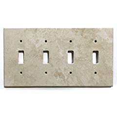 Ivory Light Travertine Switch Plate Cover (4 TOGGLE) - Tilefornia