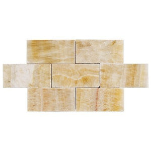 Honey Onyx Subway 3"x6" Marble Tile Premium Polished - Tilefornia