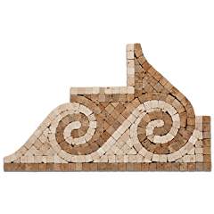 Noce & Ivory Travertine Wave Tumbled Border / Listello - CORNER - Lot of 50 Pcs. - Tilefornia