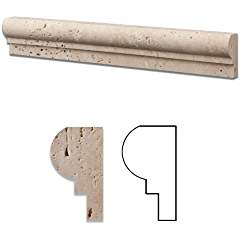 Ivory Travertine Honed 2 X 12 Chair Rail Ogee-1 Molding - Tilefornia