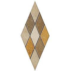 Mixed Travertine 3 X 6 Diamond (Rhomboid) Mosaic Tile, Honed and Deep Beveled - Tilefornia