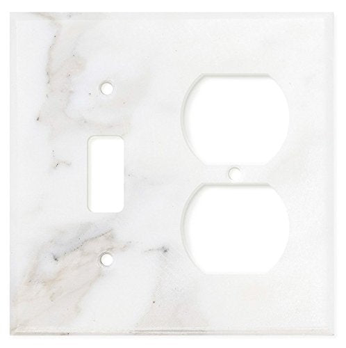 Italian Calacatta Gold Marble Switch Plate Cover, Polished (TOGGLE DUPLEX) - Tilefornia