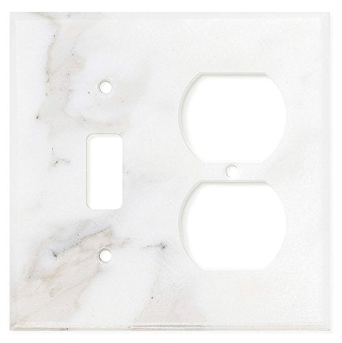 Italian Calacatta Gold Marble Switch Plate Cover, Honed (TOGGLE DUPLEX) - Tilefornia