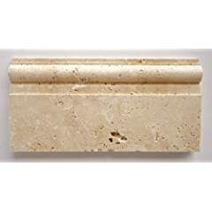 Ivory - Light Travertine Honed 6 X 12 Baseboard Trim Molding - STANDARD QUALITY - Lot of 20 Pcs. - Tilefornia