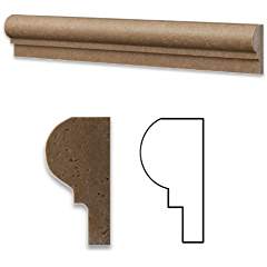 Noce Travertine Honed 2 X 12 OG-1 Chair Rail Liner Trim - Box of 5 pcs. - Tilefornia