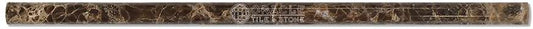 Emperador Dark Spanish Marble 1/2 X 12 Pencil Liner Trim Molding, Polished - Tilefornia