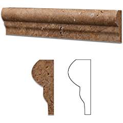 Noce Travertine Honed 2 1/2 X 12 Zarmos Molding - Standard Quality - BOX of 10 PCS - Tilefornia