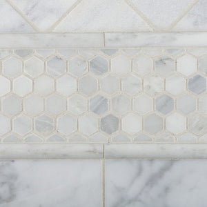 Bianco Carrara White Marble Honed 1" Mini Hexagon Mosaic Tile - Lot of 50 sq. ft. - Tilefornia