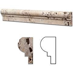 4" Sample piece of Philadelphia Travertine Honed 2 X 12 Chair Rail Ogee-1 Molding - Standard Quality - Tilefornia
