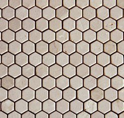 Crema Marfil 1" Hexagon Mosaic Tumbled and Honed - Tilefornia