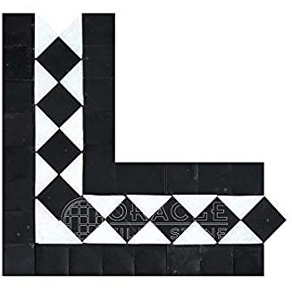 Thassos White Greek Marble BIAS Corner Border / Listello with Black Dots, Polished - Tilefornia
