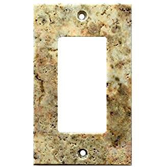 Turkish Scabos Travertine Real Stone Switch Plate Cover, Honed-SINGLE ROCKER - Tilefornia