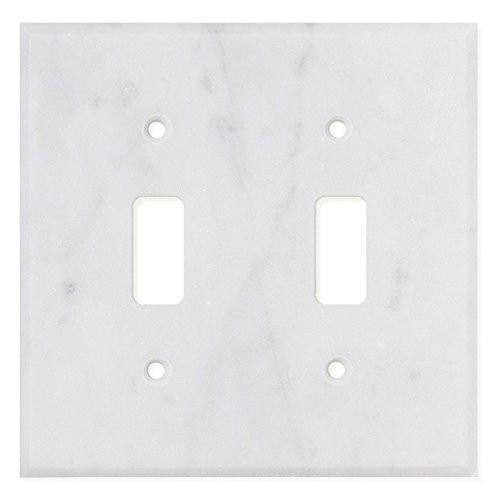 Tilefornia Carrara White Marble Double Toggle Switch Plate Polished/Honed - Tilefornia