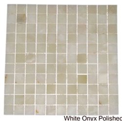 White Onyx Polished Mosaics Tiles 4x4 Sample of 1x1 - Tilefornia