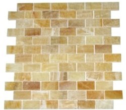 Honey Onyx Brick Mosaic Tiles 4x4 Sample of 1x2 - Tilefornia