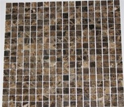 Dark Emperador Marble Polished Mosaic Tiles 4x4 Sample of 5/8 x 5/8 - Tilefornia
