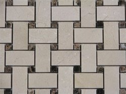 Crema Marfil Marble Basketweave Dark Emperador - Tilefornia