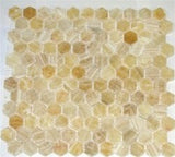 1" Hexagon Pattern Polished Mosaic Tiles Honey Onyx - Tilefornia