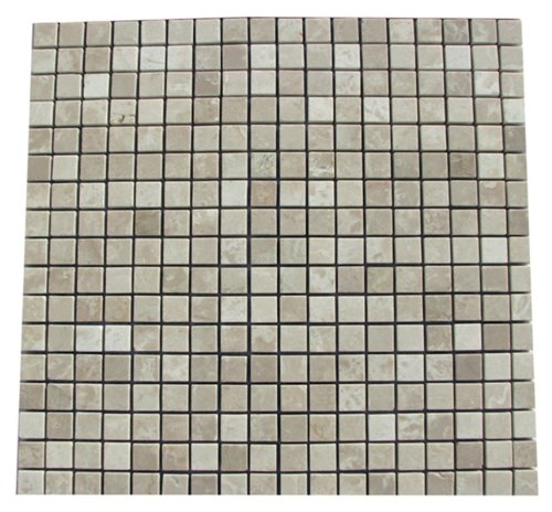 Botticino Beige Marble Polished 5/8 x 5/8 Mosaic Tiles - PACK OF 3 SHEETS - Tilefornia