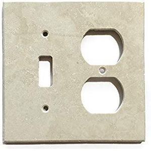 Turkish Ivory Travertine Real Stone Switch Plate Cover, Honed-TOGGLE DUPLEX - Tilefornia