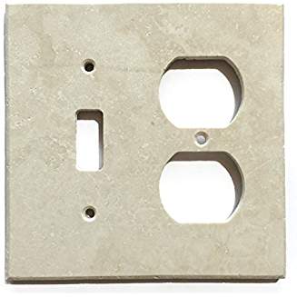 Turkish Ivory Travertine Real Stone Switch Plate Cover, Honed-TOGGLE DUPLEX - Tilefornia
