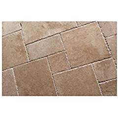 Ivory (Light) Travertine Versailles / Ashlar Pattern Tiles, Unfilled / Brushed & Chiseled (Small Sample) - Tilefornia