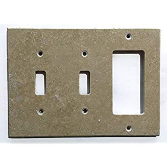 Turkish Walnut Travertine Real Stone Switch Plate Cover, Honed-DOUBLE TOGGLE ROCKER - Tilefornia