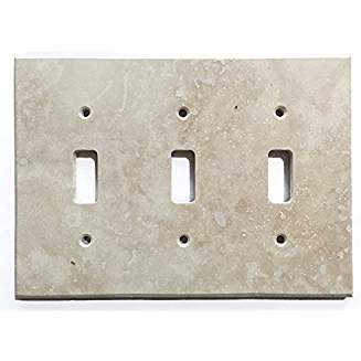 Turkish Ivory Travertine Real Stone Switch Plate Cover, Honed-3 TOGGLE - Tilefornia