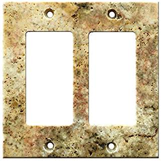 Scabos Travertine double (2-gang) rocker switch plate, honed